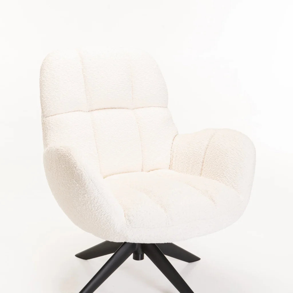 TEAGAN BOUCLÉ FABRIC CHAIR W/SWIVEL - CREAM