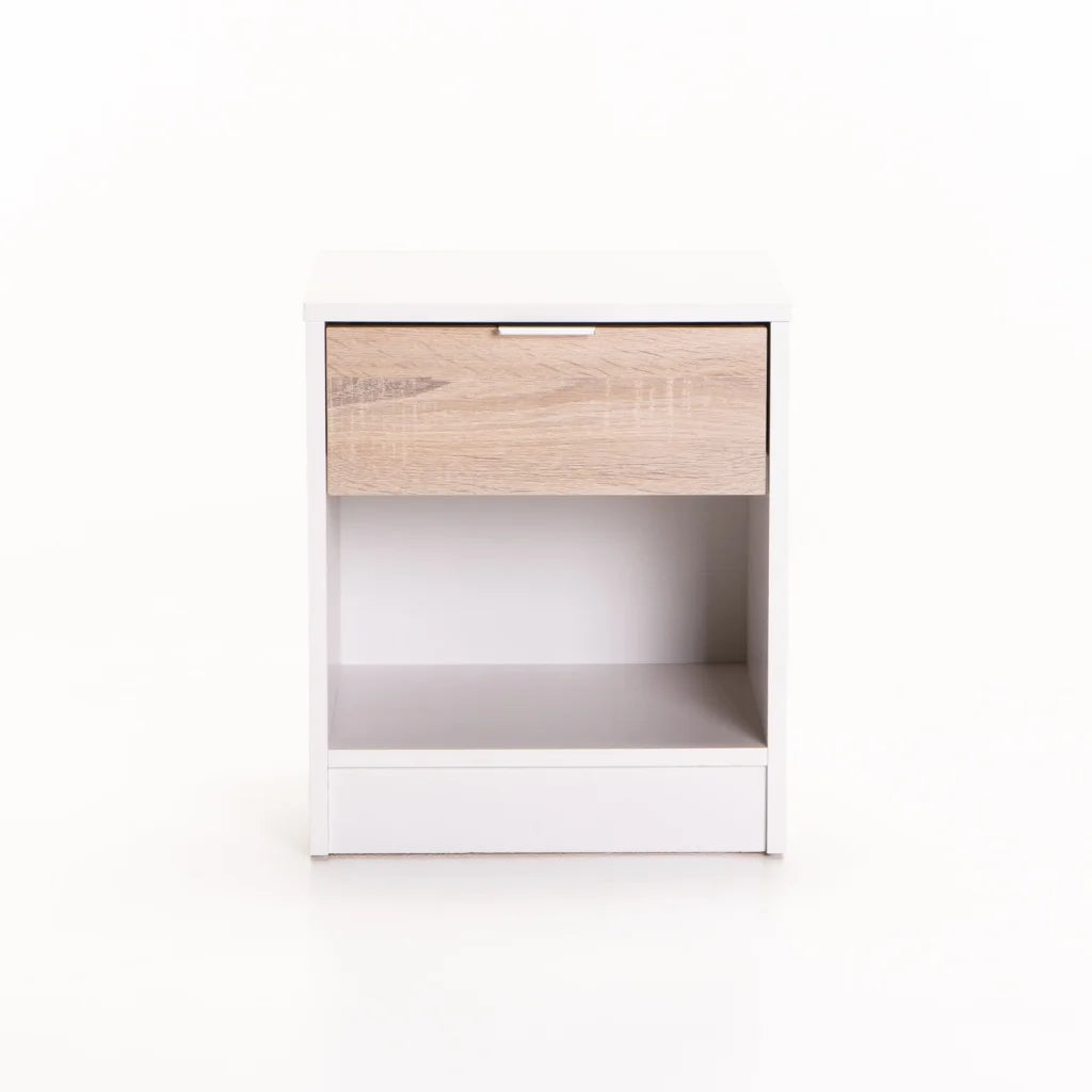 THETA 1 DRAWER PEDESTAL - WHITE/LIGHT OAK