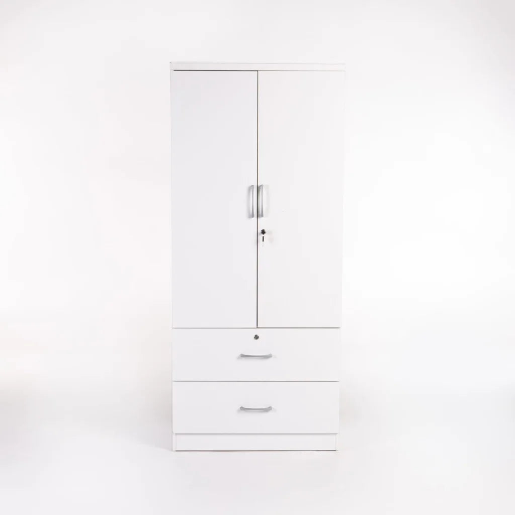 TITAN 2 DOOR 2 DRAWER ROBE - WHITE