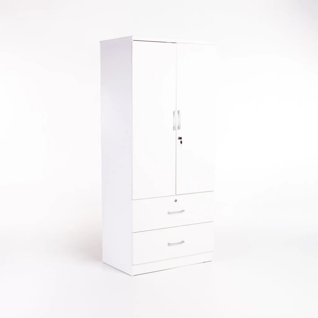 TITAN 2 DOOR 2 DRAWER ROBE - WHITE