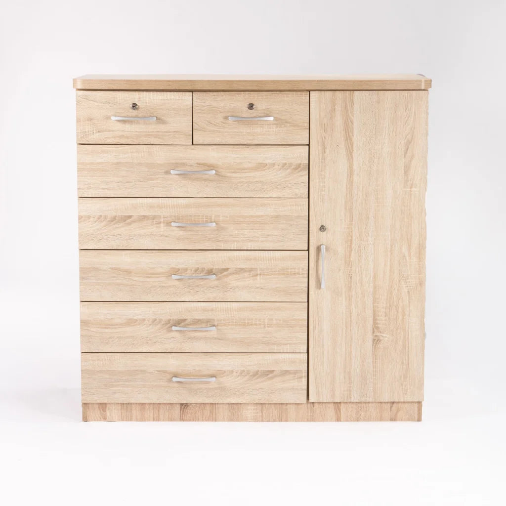 TITAN 7 DRAWER 1 DOOR CHEST - OAK