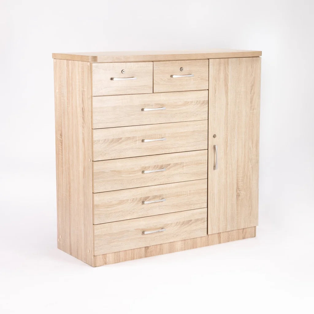 TITAN 7 DRAWER 1 DOOR CHEST - OAK