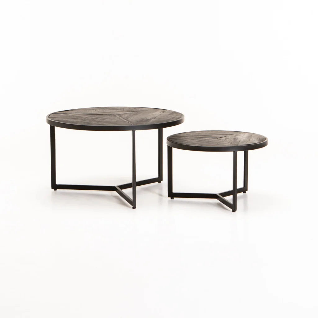 VEA SET OF 2 70/50cm SOLID WOOD CT - BLACK RUSTIC