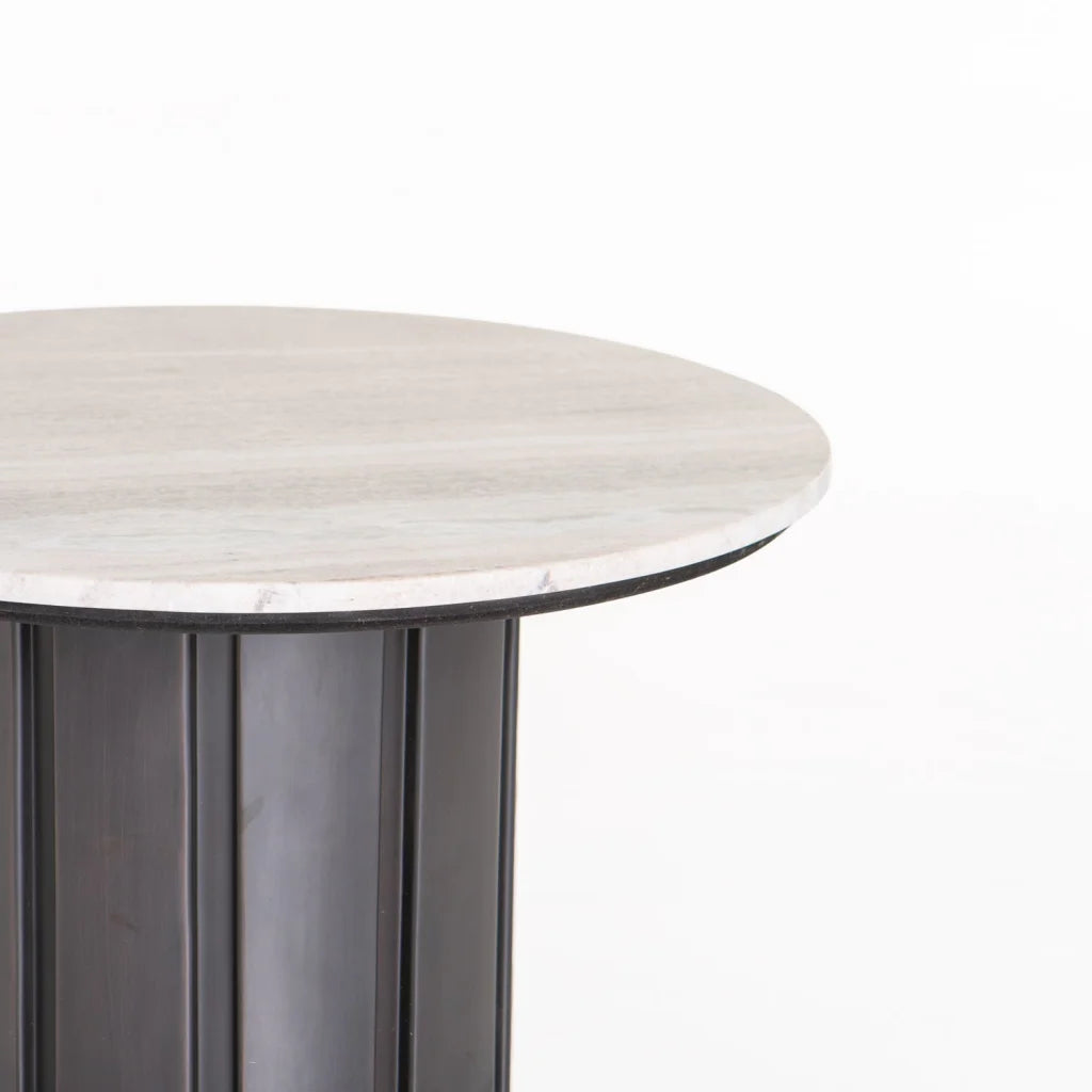 VIN 60cm ROUND STONE TOP CT 39 cm BRONZE  ANTIQUE