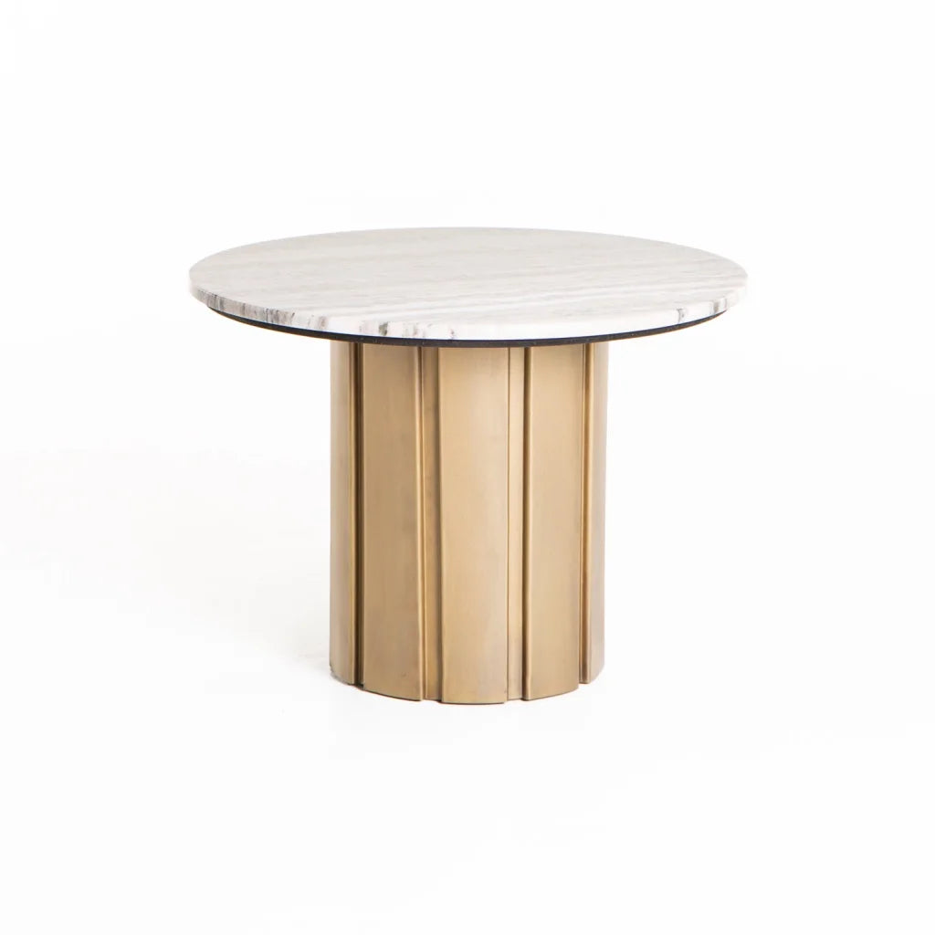 VIN 60cm ROUND STONE TOP CT-43cm H-BRASS ANTIQUE