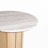 VIN 60cm ROUND STONE TOP CT-43cm H-BRASS ANTIQUE