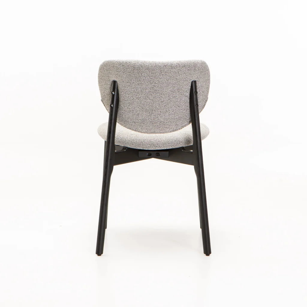 VIOLA WOODEN DINING CHAIR TEXTURED GREY WITH BLACK LEG