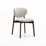 VIOLA WOODEN DINING CHAIR TEXTURED GREY WITH BLACK LEG