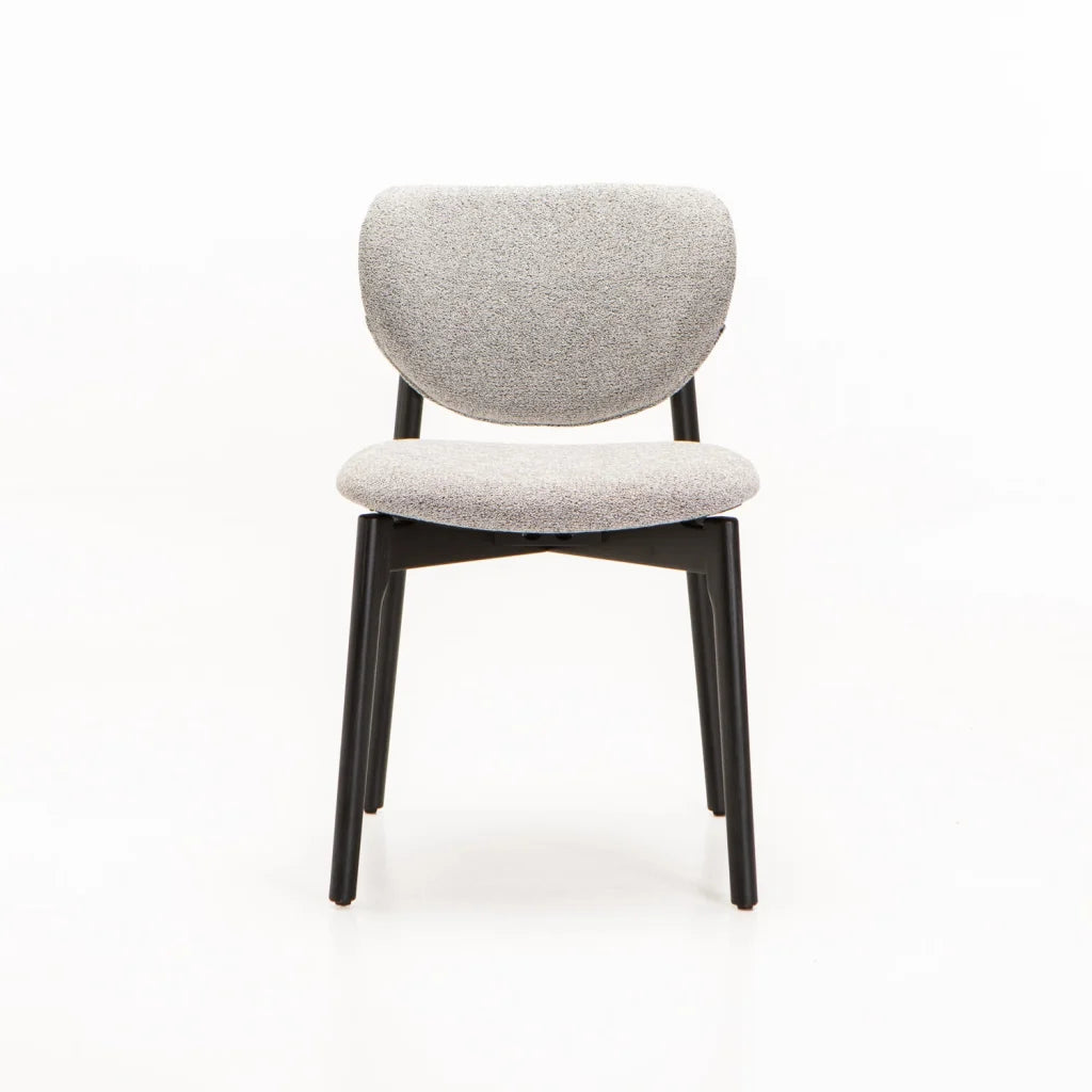 VIOLA WOODEN DINING CHAIR TEXTURED GREY WITH BLACK LEG