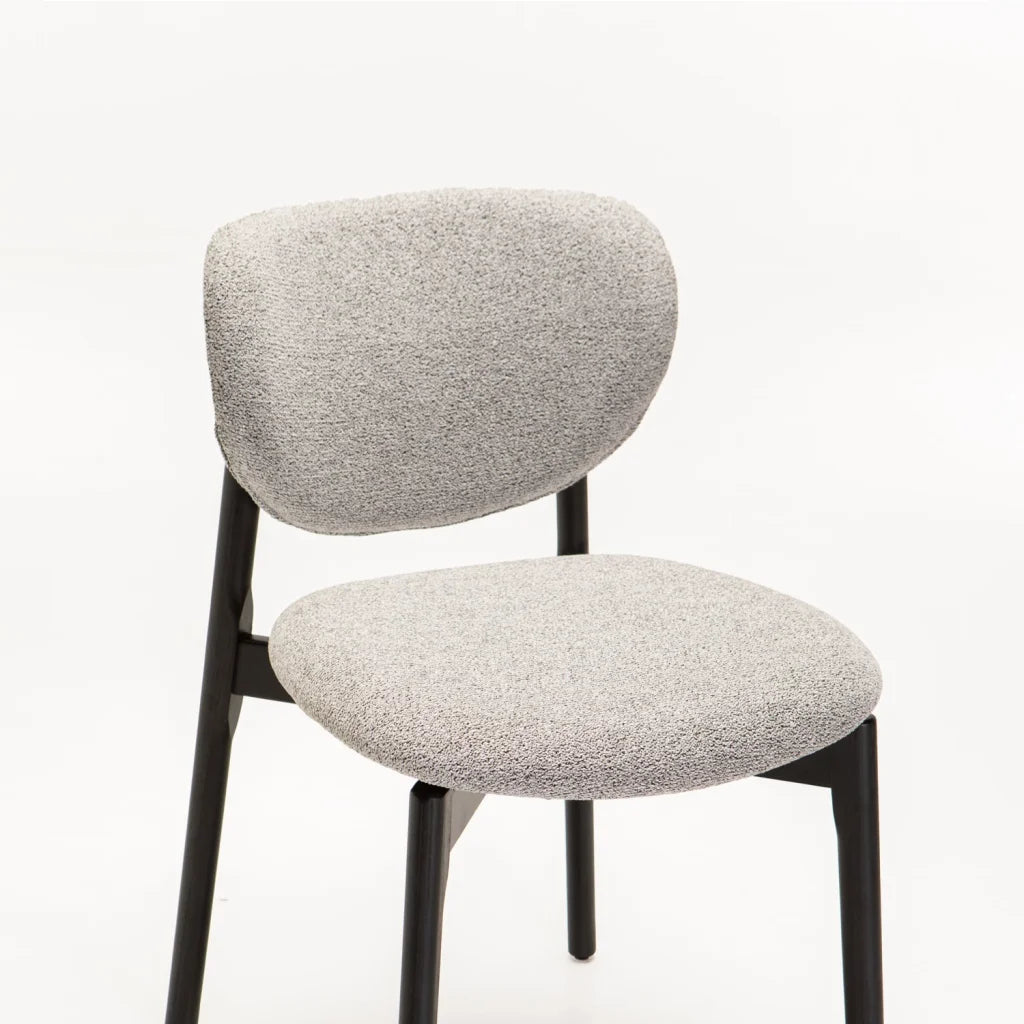 VIOLA WOODEN DINING CHAIR TEXTURED GREY WITH BLACK LEG