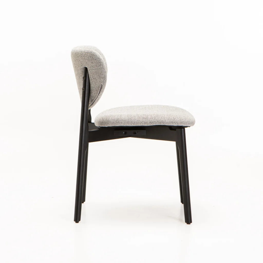 VIOLA WOODEN DINING CHAIR TEXTURED GREY WITH BLACK LEG
