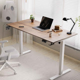 ELECTRIC ADJ SIT-STAND DESK-LIGHT WALNUT/WHITE