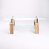 LALA 110x60cm GLASS COFFEE TABLE - OAK