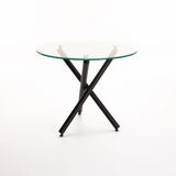 DIVA 90cm ROUND GLASS TOP DINING TABLE-BLACK LEGS