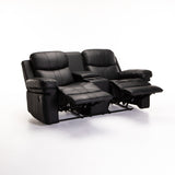 RIO TOP LEATHER UPPER 2RR CONSOLE RECLINER - BLACK