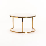 GIO SET OF 2 70/50cm STONE TOP CT-GOLD LEG/WH TOP