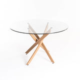 LEN ROUND 10mm GLASS TOP DINING TABLE
