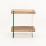 JULEP 45x45cm 8MM TEMPERED GLASS SIDE TABLE-OAK