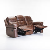 RIO TOP LEATHER UPPER 3 SEATER RECLINER - WALNUT