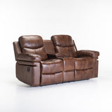 RIO TOP LEATHER UPPER 2 SEATER CONSOLE RECLINER
