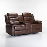 YUZI BONDED LEATHER UPPER 2RR WITH CONSOLE-WALNUT