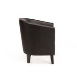 KELLY LEATHER TOUCH TUB ARMCHAIR - BLACK