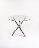DIVA 90cm ROUND 10MM TEMP GLASS TOP DINING TABLE