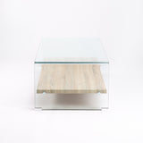 IVY 120x60cm 12MM TEMPERED GLASS COFFEE TABLE-OAK