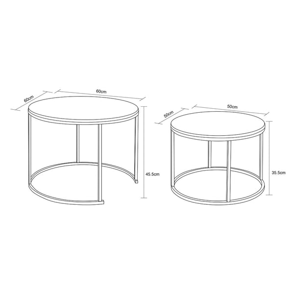Decofurn Furniture | ARGO_SET_OF_2_TABLES | Dimensions