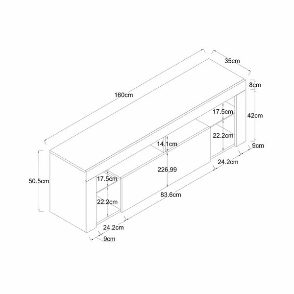 Decofurn Furniture | BARI-160cm-1-DOOR-TV-UNIT | Dimensions