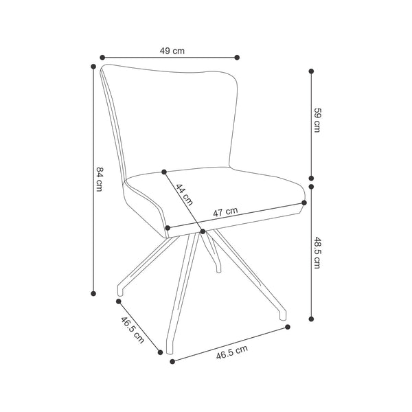 Decofurn Furniture | BARI_FABRIC_DINING_CHAIR | Dimensions
