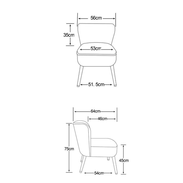 Decofurn Furniture | BEAU_VELVET_CHAIR | Dimensions