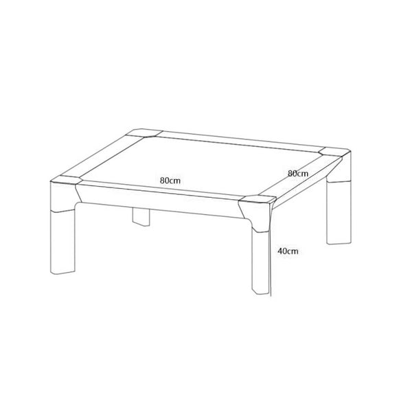 Decofurn Furniture | BORNEO_80x80cm_STONE_TOP_OUTDOOR_COFFEE_TABLE | Dimensions