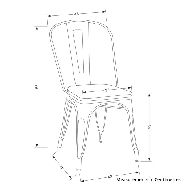 Decofurn Furniture | BRONX_DINING_CHAIR_WITH_WOOD | Dimensions