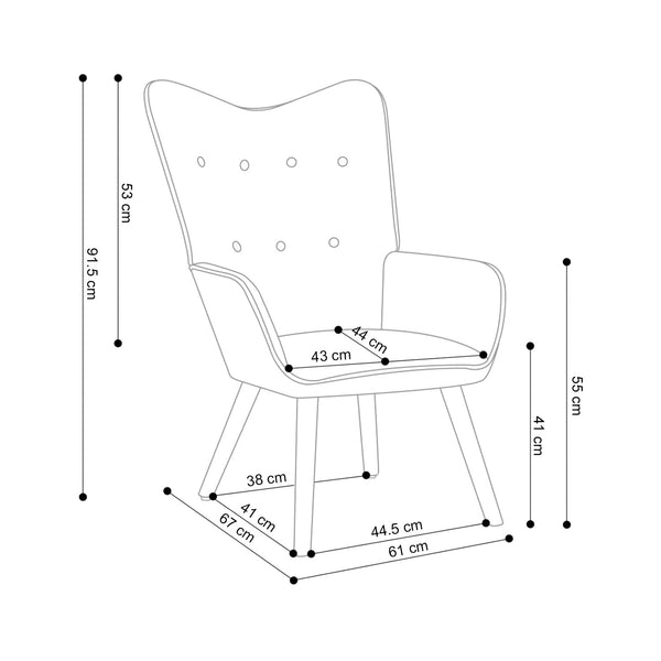 Decofurn Furniture | BROOK_VELVET_CHAIR | Dimensions