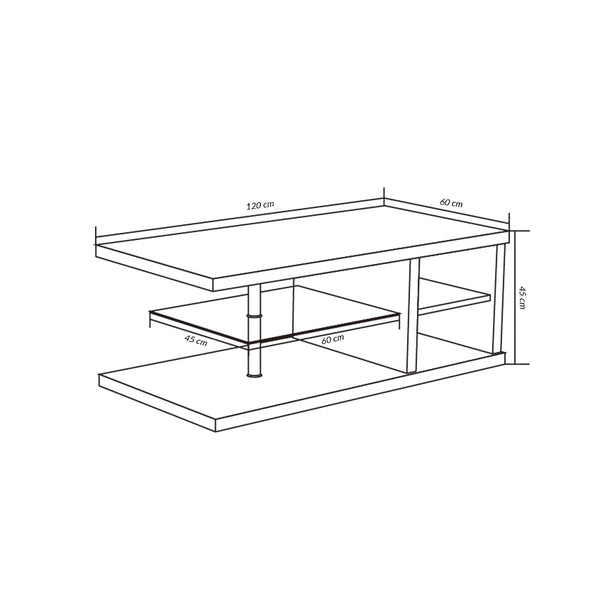 Decofurn Furniture | CADEN_120x60cm_COFFEE_TABLE | Dimensions