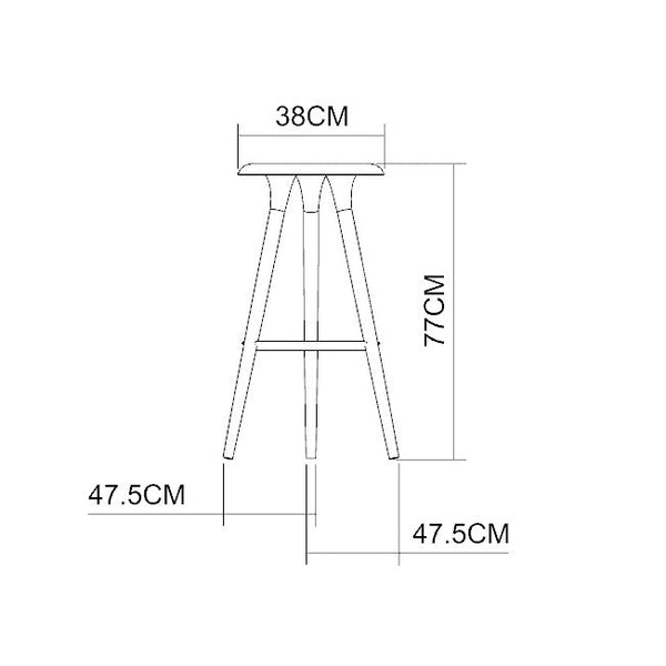 Decofurn Furniture | CAPRI_WOODEN_LEG_BARSTOOL | Dimensions