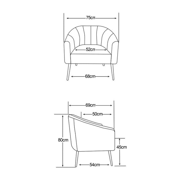 Decofurn Furniture | COLT_VELVET_CHAIR_-_GOLD_LEG | Dimensions