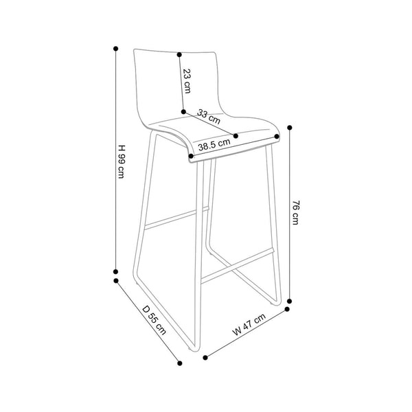 Decofurn Furniture | CORA_BARSTOOL | Dimensions