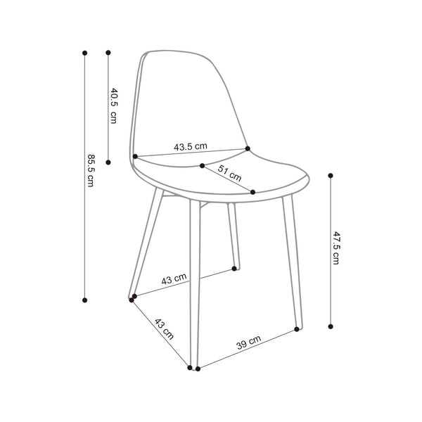 Decofurn Furniture | COVE_FABRIC_DINING_CHAIR | Dimensions