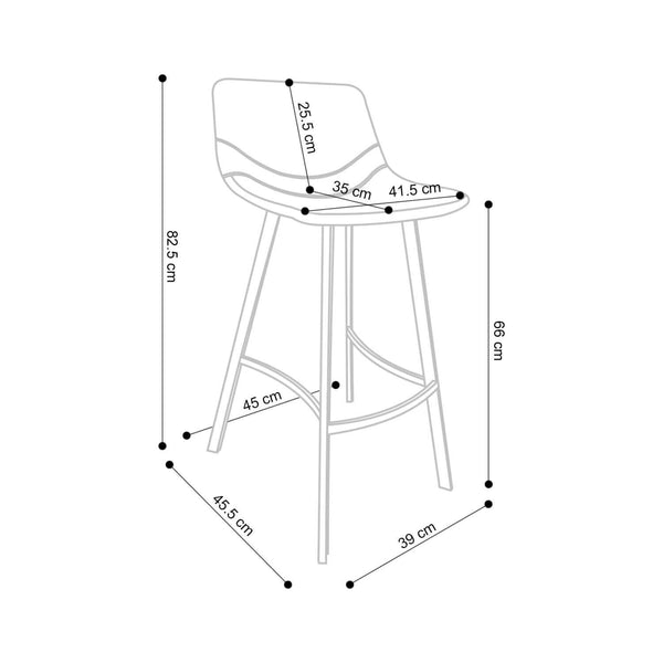 Decofurn Furniture | CRUZ_VELVET_KITCHEN_STOOL | Dimensions