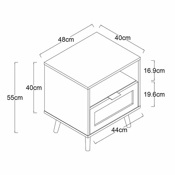 Decofurn Furniture | DEWI-1-DRAWER-PEDESTAL | Dimensions