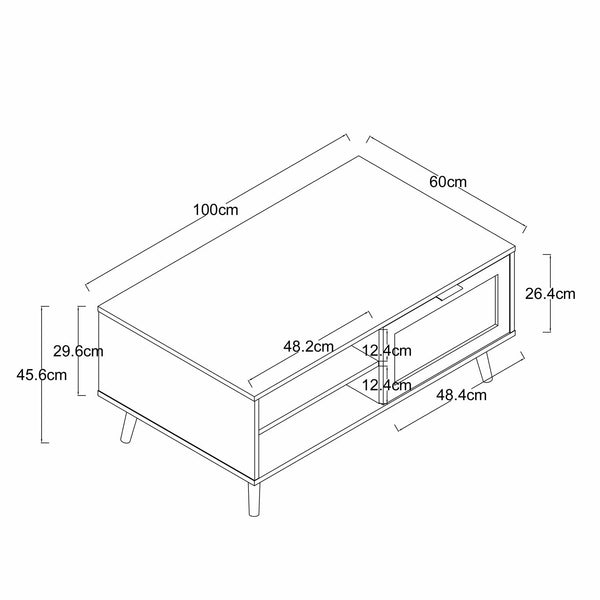 Decofurn Furniture | DEWI-100x60cm-COFFEE-TABLE-1 | Dimensions