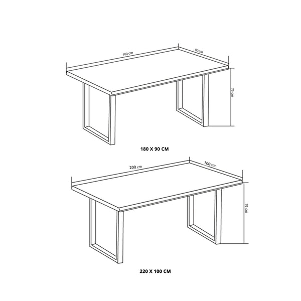 Decofurn Furniture | DREW_180x90cm_DINING_TABLE | Dimensions