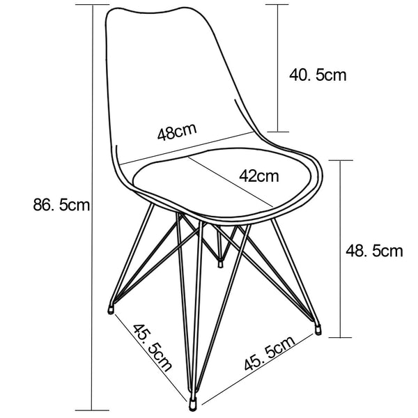 Decofurn Furniture | ELIA_BLACK_LEG_DINING_CHAIR | Dimensions