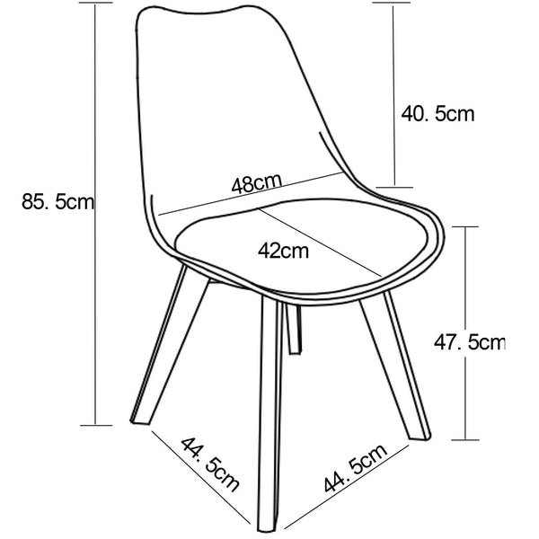 Decofurn Furniture | ELIA_WOODEN_LEG_DINING_CHAIR | Dimensions