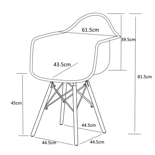 Decofurn Furniture | EMMY_WOODEN_LEG_ARMCHAIR | Dimensions