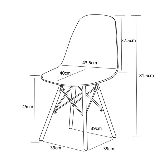 Decofurn Furniture | EMMY_WOODEN_LEG_DINING_CHAIR | Dimensions