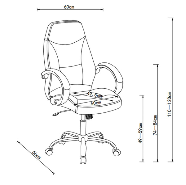 Decofurn Furniture | EXECUTIVE_HIBACK_OFFICE_CHAIR_CM880 | Dimensions