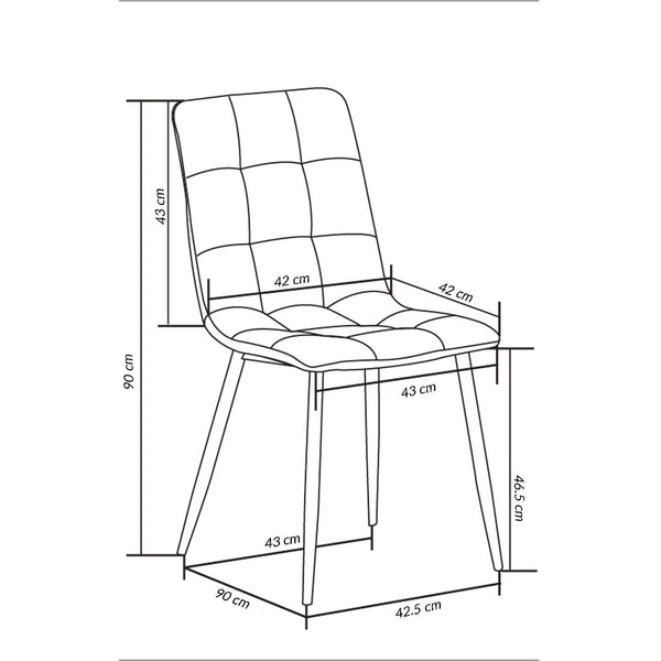 Decofurn Furniture | GRACO_LEATHER_TOUCH_DINING_CHAIR | Dimensions